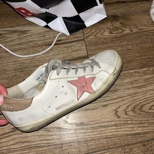 Golden Goose women’s  White Sneakers with Pink Star